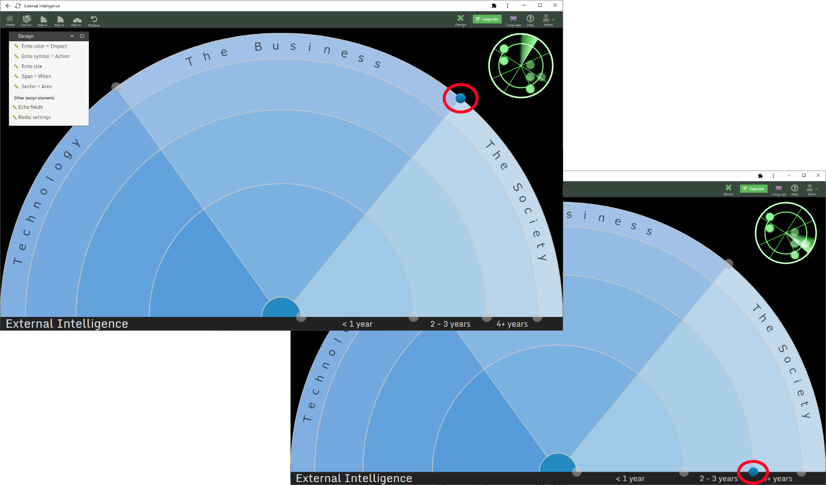 Change sizes of sectors and spans